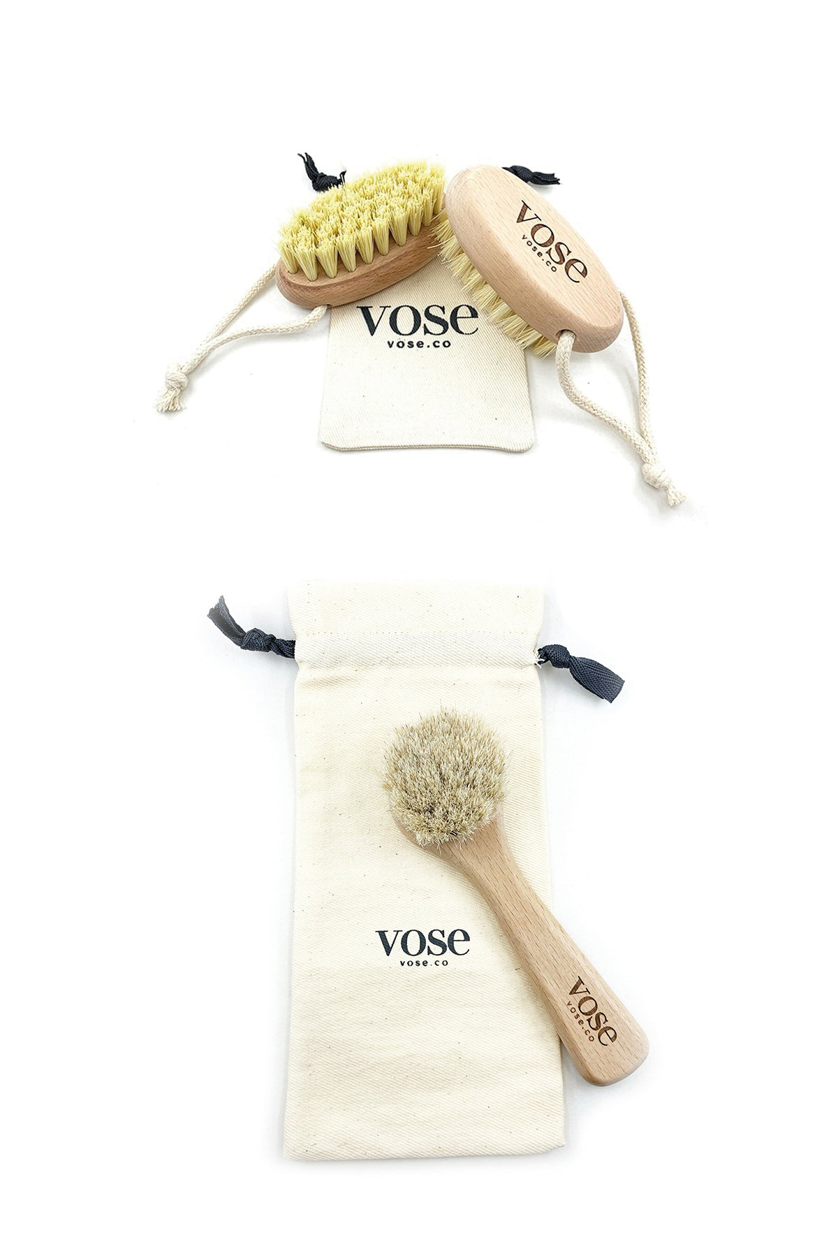2' li Set Doğal At Kılı Yüz Fırçası + Tırnak Fırçası (Kaktüs)