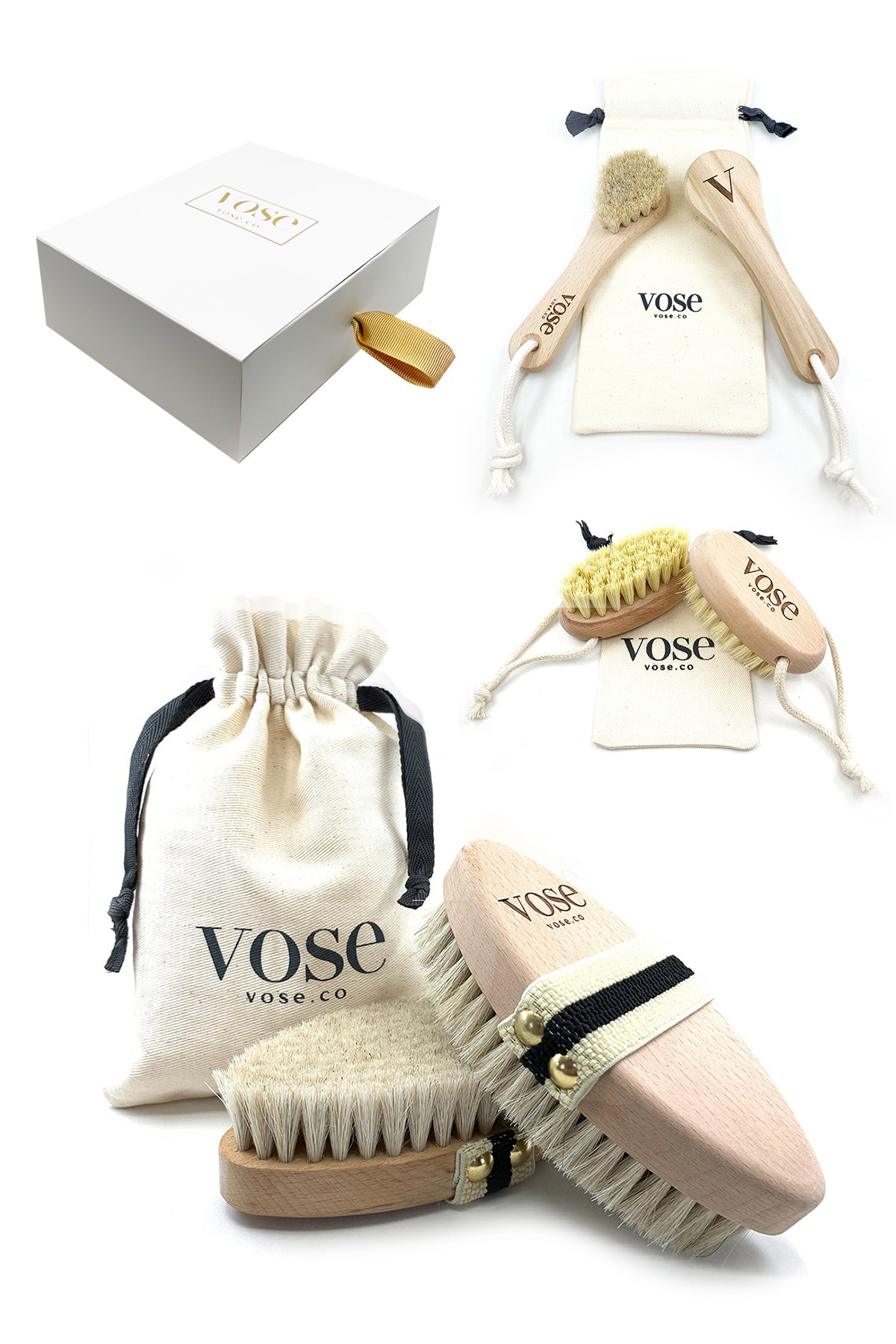 3′ lü Set Vose Vücut Fırçası (Lotus) & Yüz Fırçası & Tırnak Fırçası