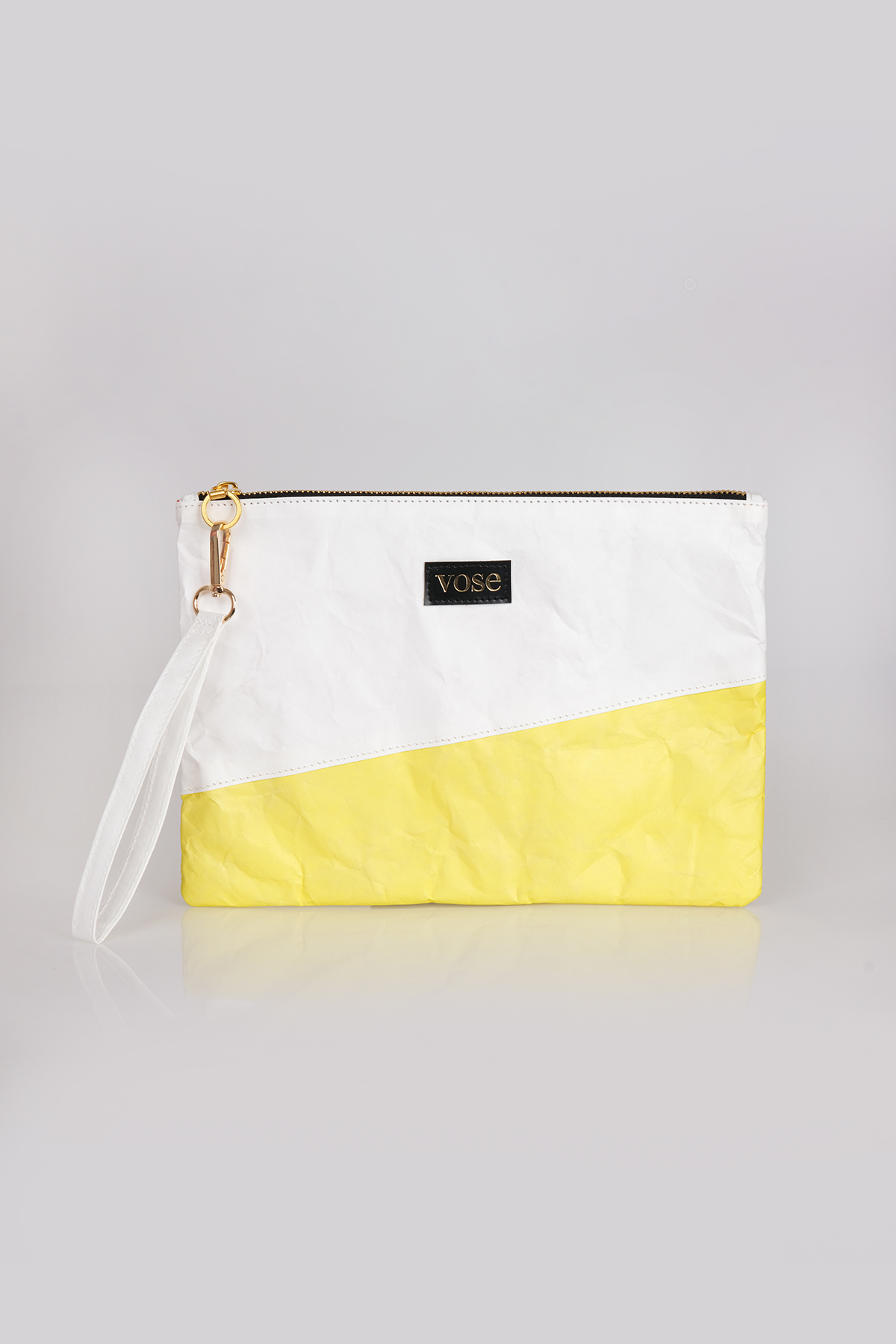 Çevre Dostu ve Dayanıklı Clutch Çanta | Beyaz – Sarı