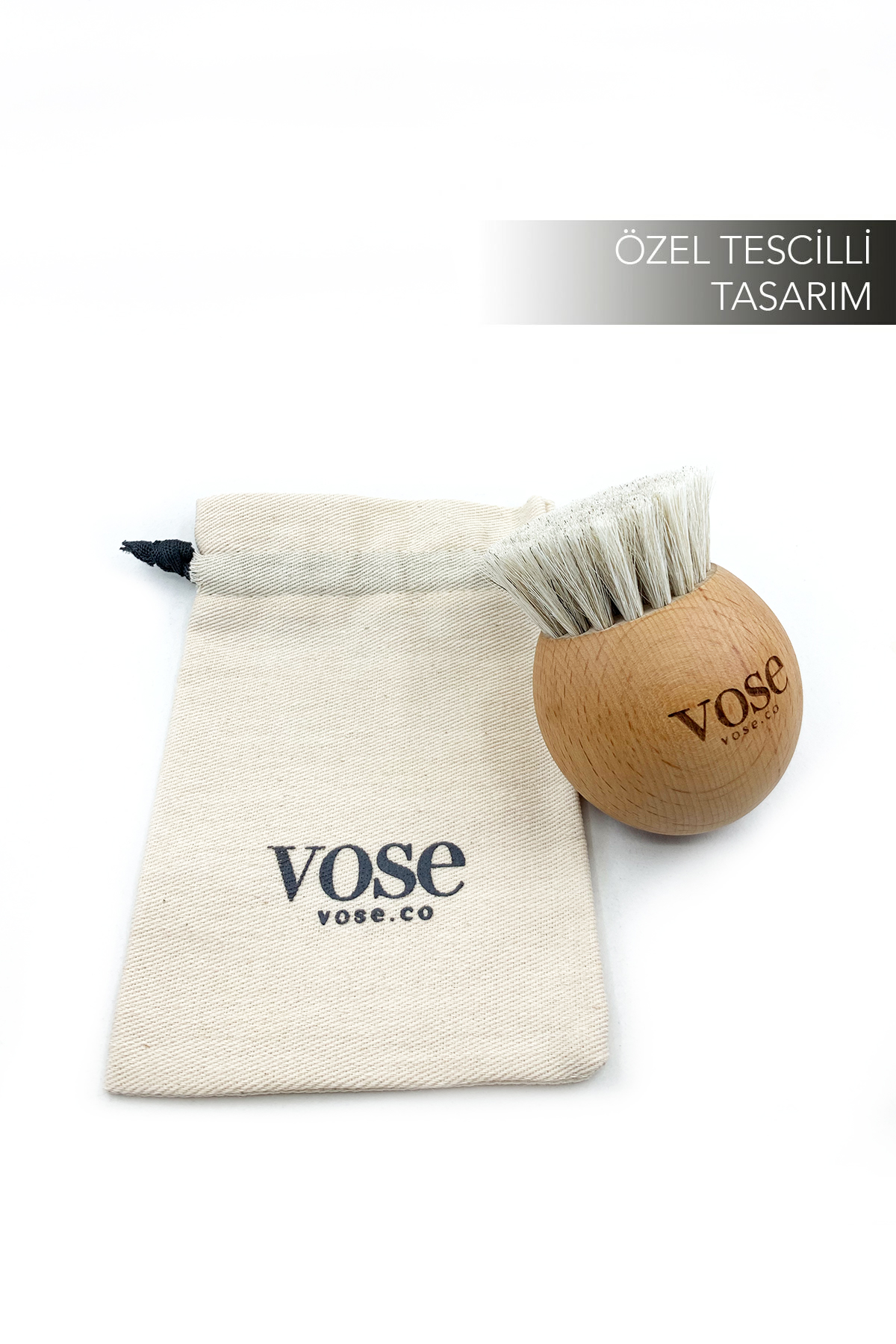 %100 Doğal At Kılı Yüz Bakım Fırçası | White Ball